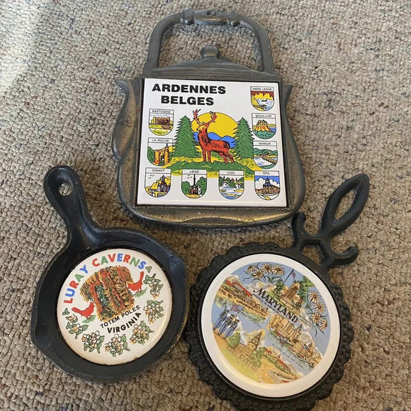 VTG Ardennes Belges Maryland Luray Laverns Trivet Souvenir Jamboree Patches Meta - Picture 1 of 11